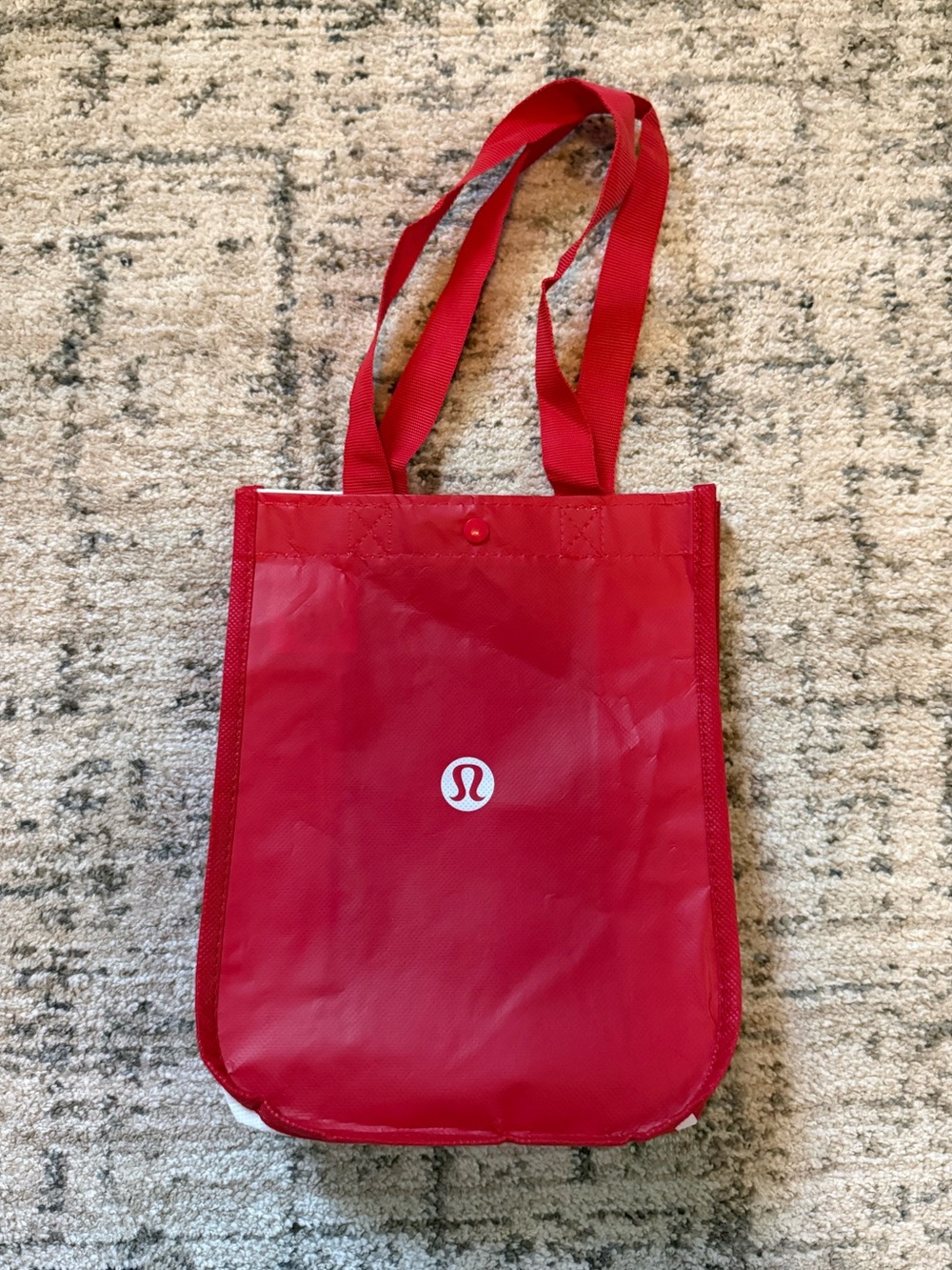 Red and White Lululemon Reusable Bag